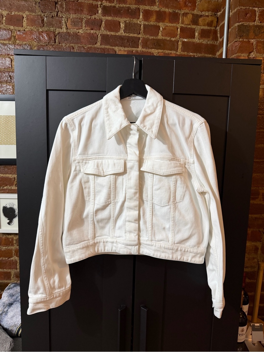 Another Tomorrow White Women's Denim Jacket - Classic Cropped Trucker
